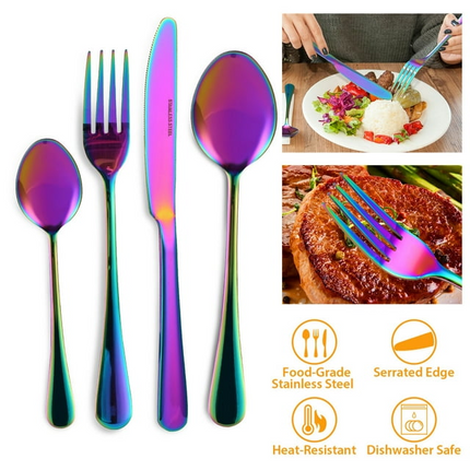 BP2- iMountek 4-Piece Flatware Set Stainless Steel Silverware Cutlery Kitchen Utensil Set With Fork Knife Tea Spoon for Home Kitchen Hotel Restaurant - Likeshoppe 