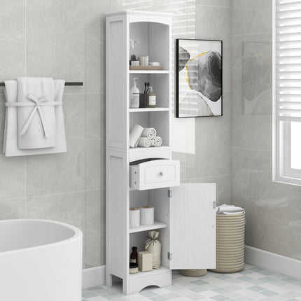 AN3- Tall Bathroom Cabinet;  Freestanding Storage Cabinet with Drawer;  MDF Board;  Adjustable Shelf - Likeshoppe 