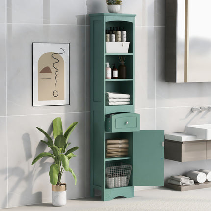 AN3- Tall Bathroom Cabinet;  Freestanding Storage Cabinet with Drawer;  MDF Board;  Adjustable Shelf - Likeshoppe 