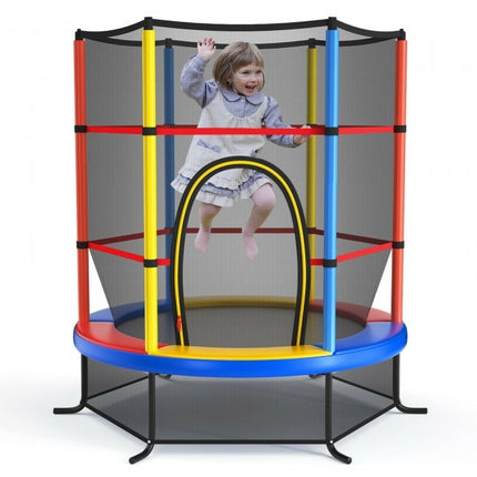 BA49- 55 Inch Kids Recreational Trampoline Bouncing Jumping Mat with Enclosure Net - Likeshoppe 