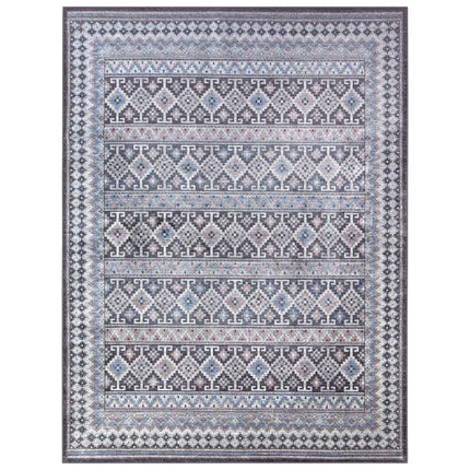 AQ19- Fallon Blue/Charcoal/Ivory/Pink Area Rug 5x8 - Likeshoppe 