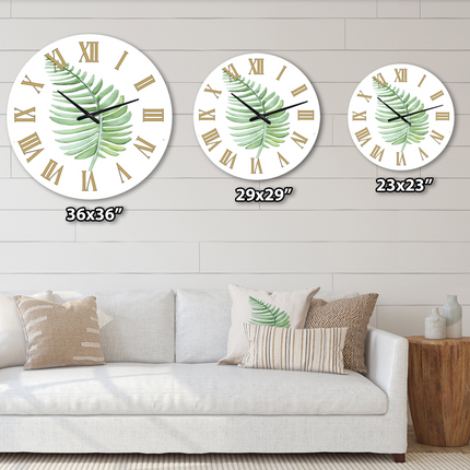 CG14- Designart 'Tropical Leaf Of Monstera Iii' Farmhouse Wall Clock(Size 36" x 36") - Likeshoppe 