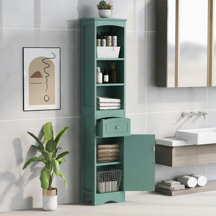 AN3- Tall Bathroom Cabinet;  Freestanding Storage Cabinet with Drawer;  MDF Board;  Adjustable Shelf - Likeshoppe 