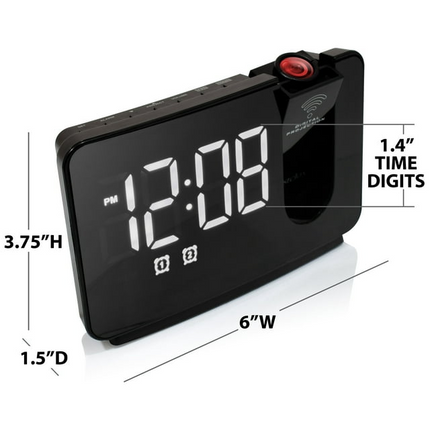 CH17- Westclox Black Electric Projection Alarm Clock with 1.4" White LED Large Digital Time Display - Likeshoppe 