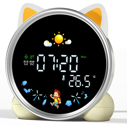 CH10- Hansang Alarm Clock for Kids, Ok to Wake Clock, Sleep Training Cat Digital Alarm Clock with 5 Night Light - Likeshoppe 