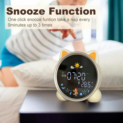 CH10- Hansang Alarm Clock for Kids, Ok to Wake Clock, Sleep Training Cat Digital Alarm Clock with 5 Night Light - Likeshoppe 