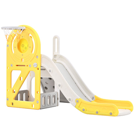 BB19-Toddler Climber and Slide Set 4 in 1, Kids Playground Climber Freestanding Slide Playset with Basketball Hoop Play Combination for Babies Indoor & Outdoor - Likeshoppe 