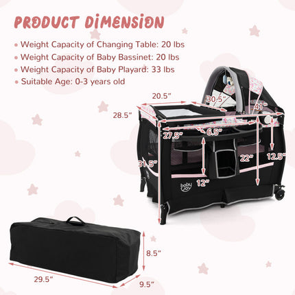 AP2- 4 in 1 Portable Pack and Play Baby Nursery Center with Bassinet - Likeshoppe 