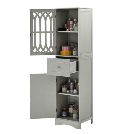 AN2- Tall Bathroom Cabinet;  Freestanding Storage Cabinet with Drawer and Doors;  MDF Board;  Acrylic Door;  Adjustable Shelf - Likeshoppe 