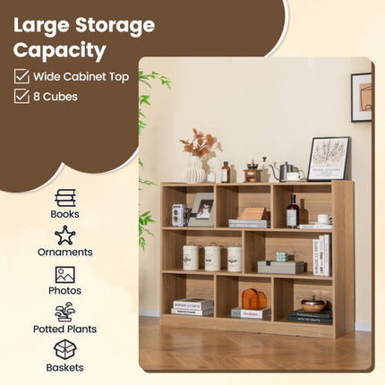 AT22- 3-Tier Open Bookcase 8-Cube Floor Standing Storage Shelves Display Cabinet - Likeshoppe 