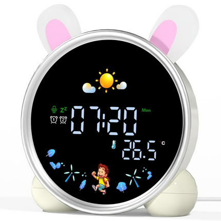 CH12- Hansang Alarm Clock for Kids, Ok to Wake Clock with Sleep Training, Rabbit Digital Alarm Clock with Night Light - Likeshoppe 