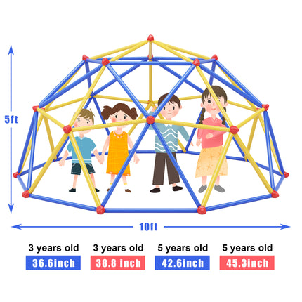 BB12- Kids Climbing Dome Jungle Gym - 10 ft Geometric Playground Dome Climber Play Center with Rust & UV Resistant Steel, Supporting 1000 LBS - Likeshoppe 