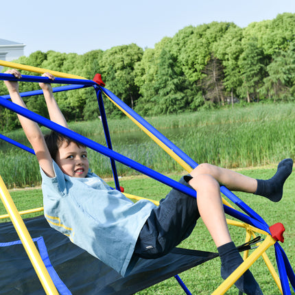 BB7- 10ft Geometric Dome Climber Play Center, Kids Climbing Dome Tower with Hammock, Rust & UV Resistant Steel Supporting 1000 LBS - Likeshoppe 