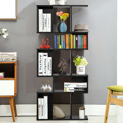 AT24- 5 Cubes Ladder Shelf Corner Bookshelf Display Rack Bookcase - Likeshoppe 