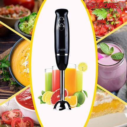 BQ4- 5 Core Handheld Blender, Electric Hand Blender 8-Speed 500W, Immersion Hand Held Blender Stick with Food Grade Stainless Steel Blades for Perfect Smoothies, Puree Baby Food & Soup - HB 1510 BLK/RED - Likeshoppe 