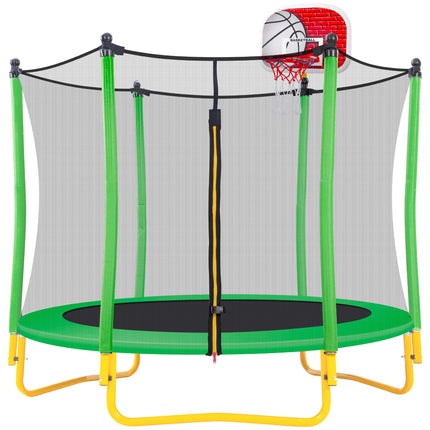 BA43- 5.5FT Trampoline for Kids - 65" Outdoor & Indoor Mini Toddler Trampoline with Enclosure, Basketball Hoop and Ball Included - Likeshoppe 