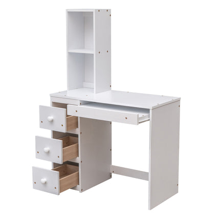 AS4- Twin Size Loft Bed with a Stand-alone Bed;  Storage Staircase;  Desk;  Shelves and Drawers - Likeshoppe 