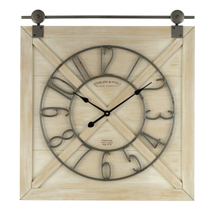 CG4- Sterling & Noble 28" Indoor Rustic White Farmhouse Analog Wall Clock with Quartz Movement - Likeshoppe 