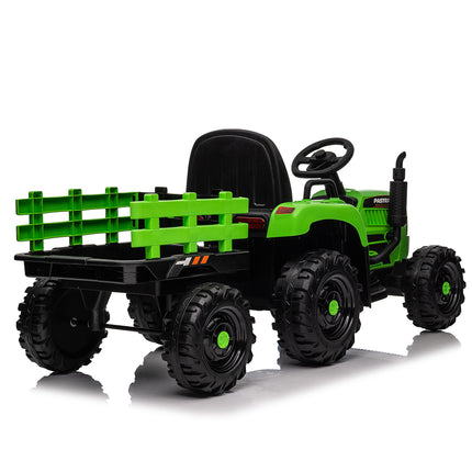 BH20- Ride on Tractor with Trailer,12V Battery Powered Electric Tractor Toy w/Remote Control,electric car for kids,Three speed adjustable,Power display, USB,MP3 ,Bluetooth,LED light,Two-point safety belt - Likeshoppe 