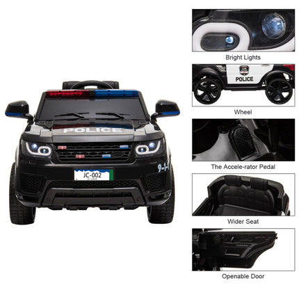 BH14- 12V Kids Police Ride On Car Electric Cars 2.4G Remote Control, LED Flashing Light, Music & Horn. - Likeshoppe 