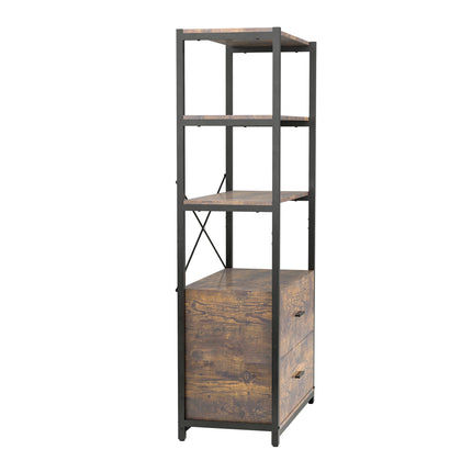 AT21- Industrial Wood Bookcase Retro Bookshelf Storage Display Rack Utility Book Shelf - Likeshoppe 