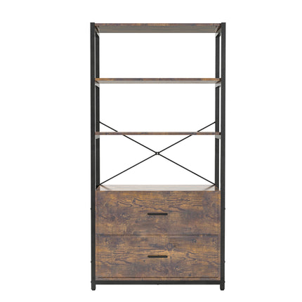 AT21- Industrial Wood Bookcase Retro Bookshelf Storage Display Rack Utility Book Shelf - Likeshoppe 