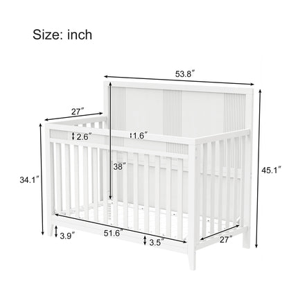 AO4-Certified Baby Safe Crib, Pine Solid Wood, Non-Toxic Finish, Snow White - Likeshoppe 