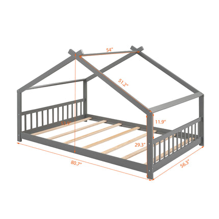 AS35- Full Size House Bed Wood Bed - Likeshoppe 