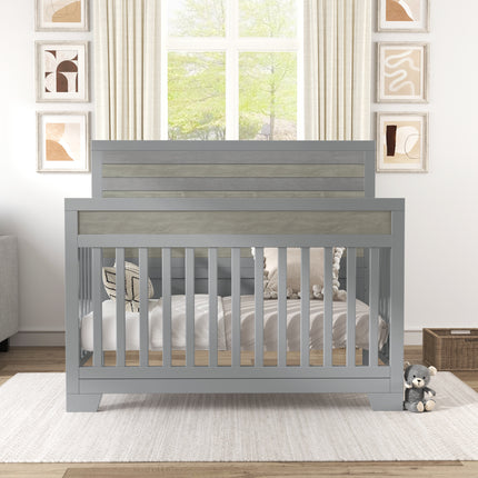 AO17- Certified Baby Safe Crib, Pine Solid Wood, Non-Toxic Finish, Gray - Likeshoppe 