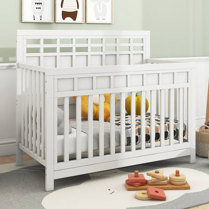 AO5- Certified Baby Safe Crib, Pine Solid Wood, Non-Toxic Finish, Snow White - Likeshoppe 