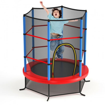 BA49- 55 Inch Kids Recreational Trampoline Bouncing Jumping Mat with Enclosure Net - Likeshoppe 