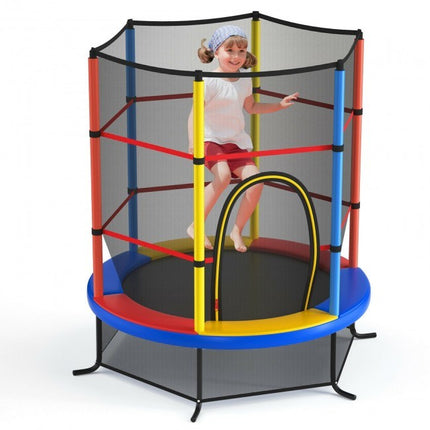 BA49- 55 Inch Kids Recreational Trampoline Bouncing Jumping Mat with Enclosure Net - Likeshoppe 