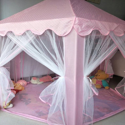 BE2-Outdoor Indoor Portable Folding Princess Castle Tent Kids Children Funny Play Fairy House Kids Play Tent(LED Star Lights) - Likeshoppe 