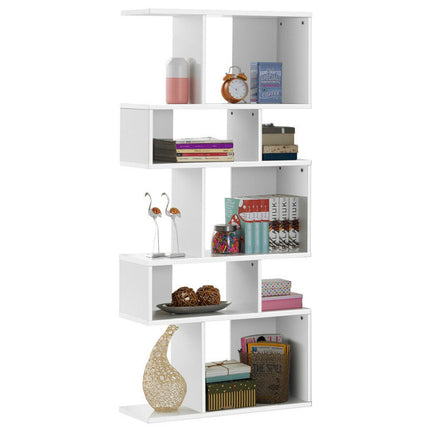 AT24- 5 Cubes Ladder Shelf Corner Bookshelf Display Rack Bookcase - Likeshoppe 