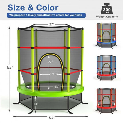 BA49- 55 Inch Kids Recreational Trampoline Bouncing Jumping Mat with Enclosure Net - Likeshoppe 