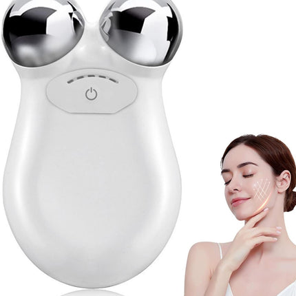 CE2- Microcurrent-Facial-Device, Microcurrent Face Massager Roller for Skin Care, Facial Massager Face Rollers for Women & Men, Glossy White - Likeshoppe 