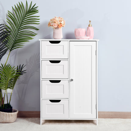 AM2- White Bathroom Storage Cabinet, Floor Cabinet with Adjustable Shelf and Drawers - Likeshoppe 