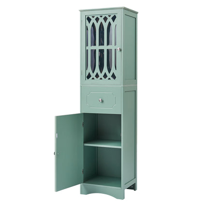 AN2- Tall Bathroom Cabinet;  Freestanding Storage Cabinet with Drawer and Doors;  MDF Board;  Acrylic Door;  Adjustable Shelf - Likeshoppe 