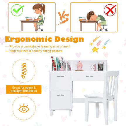 AV1- Kids Wooden Writing Furniture Set with Drawer and Storage Cabinet - Likeshoppe 