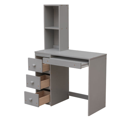 AS4- Twin Size Loft Bed with a Stand-alone Bed;  Storage Staircase;  Desk;  Shelves and Drawers - Likeshoppe 