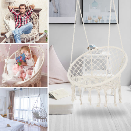 AZ2- Hammock Chair Macrame Swing Max 330 Lbs Hanging Cotton Rope Hammock Swing Chair for Indoor and Outdoor - Likeshoppe 