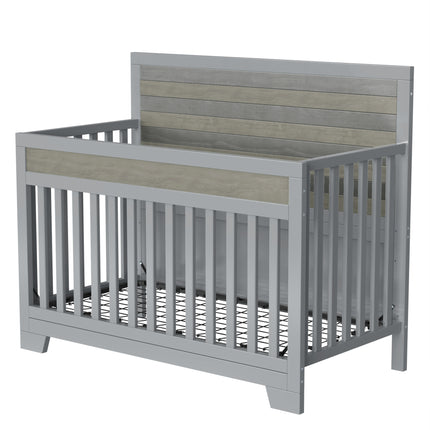 AO17- Certified Baby Safe Crib, Pine Solid Wood, Non-Toxic Finish, Gray - Likeshoppe 