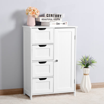 AM2- White Bathroom Storage Cabinet, Floor Cabinet with Adjustable Shelf and Drawers - Likeshoppe 