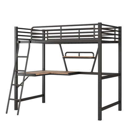 AS16- Twin Size Loft Metal&MDF Bed with Desk and Shelf - Likeshoppe 