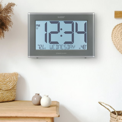 CH21- La Crosse Technology Extra-Large Soft Gray Atomic Wall/Table Digital Clock, 513-21867-Int - Likeshoppe 