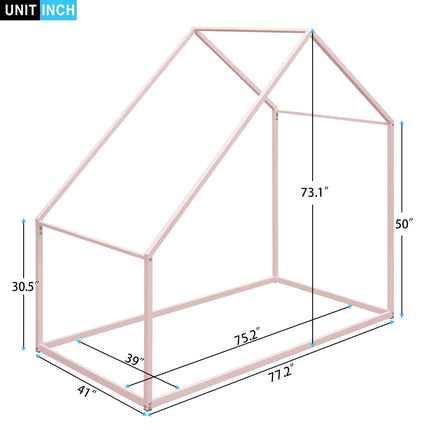 AS20- Twin Size Metal House Bed Kids Bed - Likeshoppe 