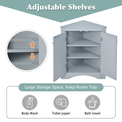 AM4- Triangle Bathroom Storage Cabinet with Adjustable Shelves;  Freestanding Floor Cabinet for Home Kitchen