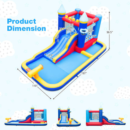 BC14- Inflatable Water Slide Bounce House with 680W Blower and 2 Pools - Likeshoppe 