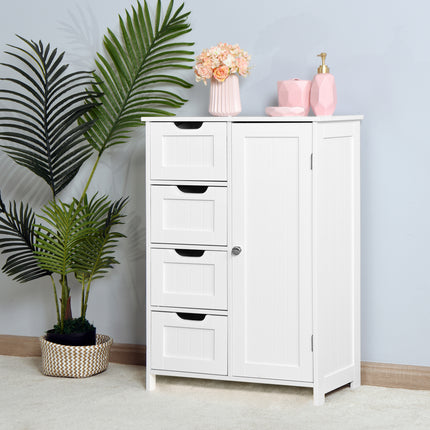 AM2- White Bathroom Storage Cabinet, Floor Cabinet with Adjustable Shelf and Drawers - Likeshoppe 