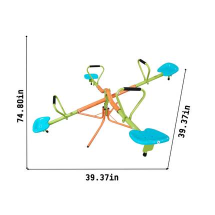 BD3- XSS004 outdoor playground four seats seesaw for kids 360 degree rotating sturdy plastic seat seesaw for kids seesaw blue and green for kids age 3+ - Likeshoppe 